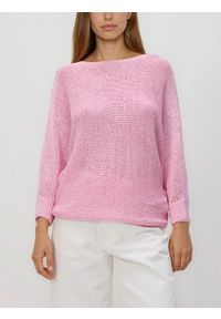 Reserved - Gładki sweter - różowy. Kolor: różowy. Materiał: dzianina. Wzór: gładki