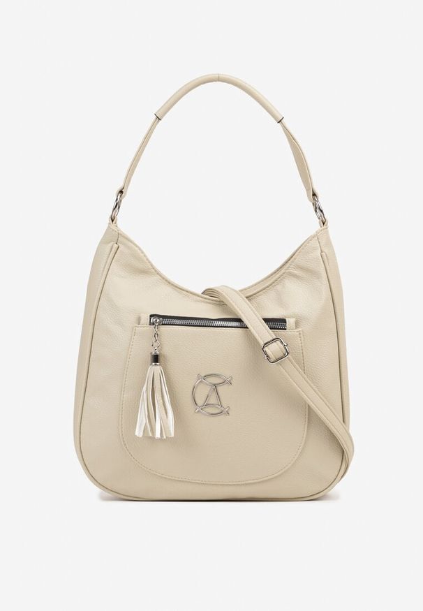 Born2be - Beżowa Torebka Typu Shopper Ozdobiona Frędzlami Felluria. Kolor: beżowy. Wzór: aplikacja. Dodatki: z frędzlami. Styl: biznesowy, klasyczny, elegancki, casual