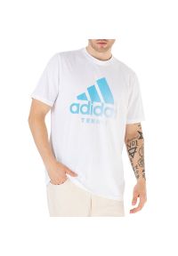 Adidas - Koszulka adidas Tennis Aeroready Graphic Tee HA0969 - biała. Kolor: biały. Materiał: poliester, bawełna. Długość rękawa: krótki rękaw. Długość: krótkie. Wzór: aplikacja. Sport: tenis #1