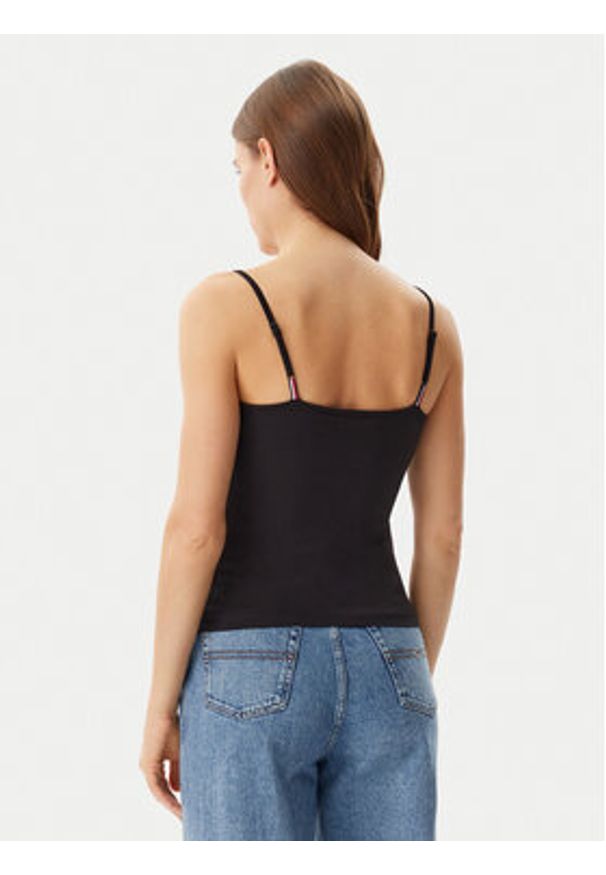 Tommy Jeans Top Essential DW0DW20675 Czarny Slim Fit. Kolor: czarny. Materiał: bawełna