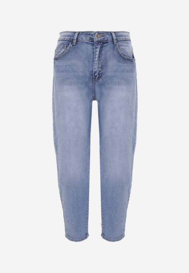 Renee - Niebieskie Bawełniane Jeansy Mom Fit High Waist w Klasycznym Stylu Vilinira. Okazja: na co dzień. Stan: podwyższony. Kolekcja: plus size. Kolor: niebieski. Styl: klasyczny