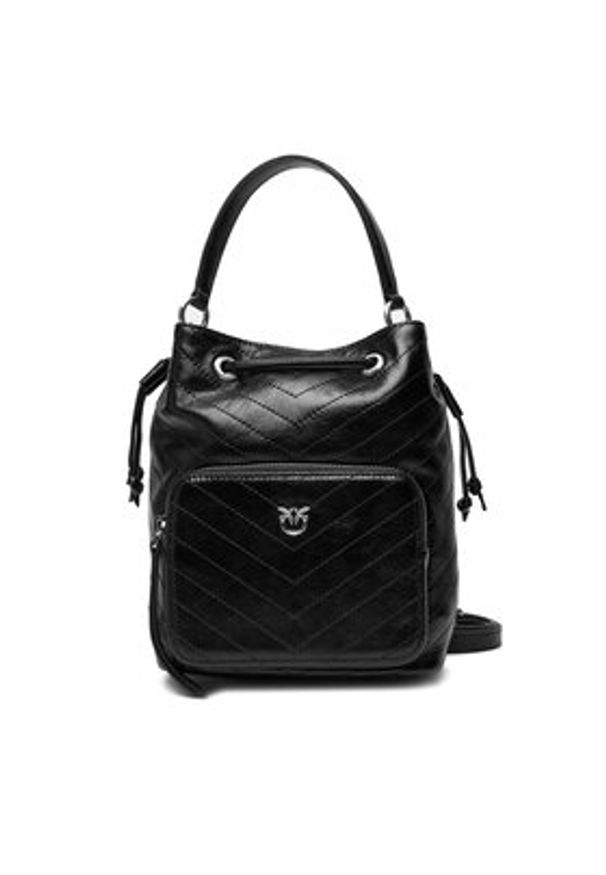 Pinko - PINKO Torebka Cargo Bucket Vitello Al 25-26 PLTT 105112 A2JC Czarny. Kolor: czarny. Materiał: skórzane