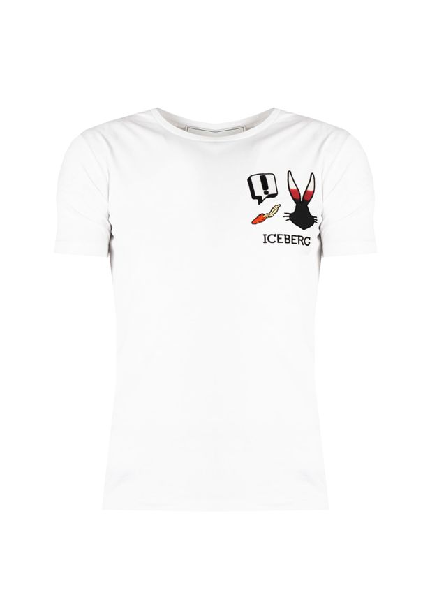 Iceberg T-Shirt | F0106301 | Mężczyzna | Biały. Okazja: na co dzień. Kolor: biały. Materiał: bawełna, elastan. Wzór: nadruk. Styl: klasyczny, elegancki, casual