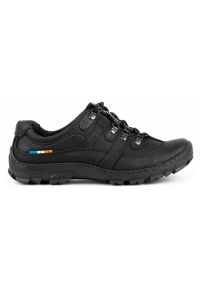 Olivier Skórzane buty trekkingowe męskie 213GT czarne. Okazja: na spacer, na co dzień. Kolor: czarny. Materiał: skóra. Sport: turystyka piesza #1
