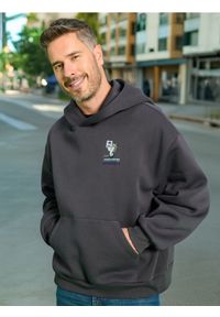 Sinsay - Bluza z kapturem Joker - szary. Typ kołnierza: kaptur. Kolor: szary. Długość: długie. Wzór: napisy, nadruk #1