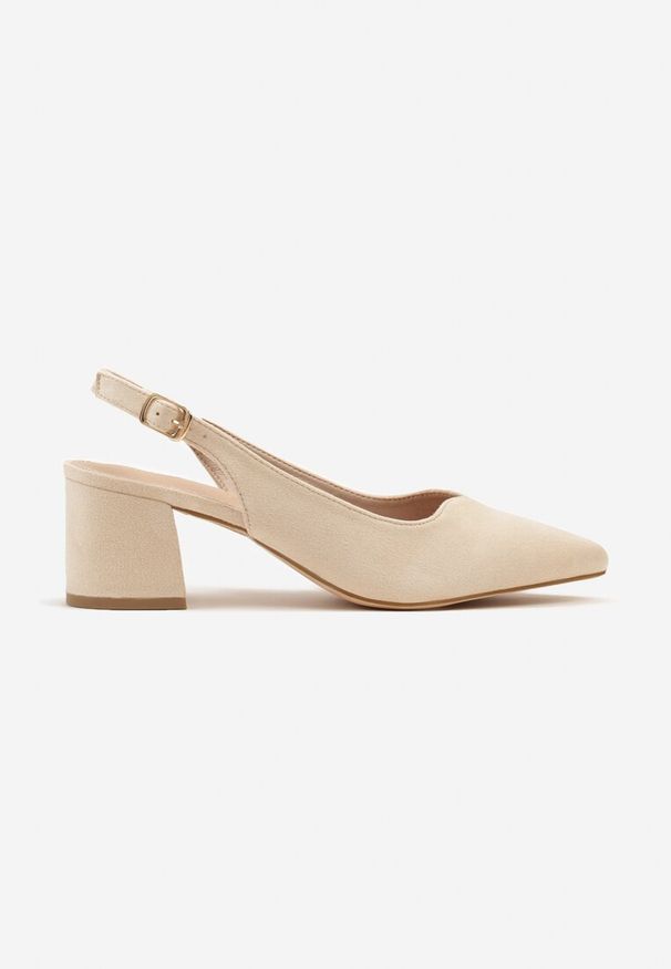 Renee - Beżowe Sandały Vices na Słupku Slingback ze Skórzaną Wkładką Ciaravien. Okazja: na co dzień. Zapięcie: sprzączka. Kolor: beżowy. Materiał: skóra. Obcas: na słupku. Styl: klasyczny, elegancki, casual
