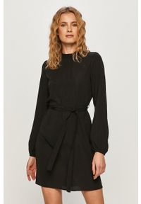 Vero Moda - Sukienka. Kolor: czarny. Materiał: tkanina. Długość rękawa: długi rękaw. Typ sukienki: rozkloszowane #1