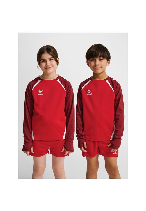 Dziecięcy dżersej z długim rękawem Hummel Lead 2.0. Kolor: wielokolorowy, czerwony, różowy, brązowy. Materiał: jersey. Długość rękawa: długi rękaw. Długość: długie