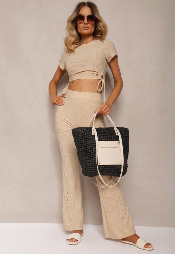 Renee - Czarna Torebka z Plecionki z Dodatkową Kieszonką z Ekoskóry Cosina. Kolor: czarny. Styl: wizytowy, elegancki, casual