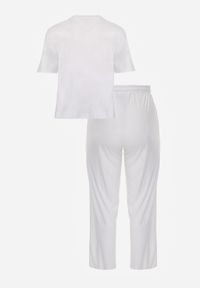 Born2be - Biały Komplet Bawełniany o Fasonie Oversize T-shirt i Spodnie Azilane. Kolor: biały. Materiał: bawełna #7