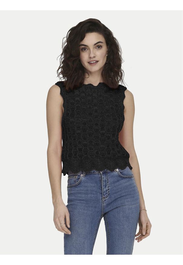 only - ONLY Bluzka Luna 15291602 Czarny Regular Fit. Kolor: czarny. Materiał: syntetyk, bawełna