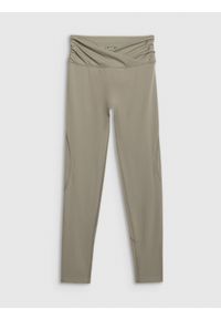 4f - 4F Legginsy do jogi i pilatesu szybkoschnące damskie - zielone L. Stan: podwyższony. Kolor: zielony. Materiał: materiał, elastan, włókno, dzianina. Długość: długie. Sport: joga i pilates