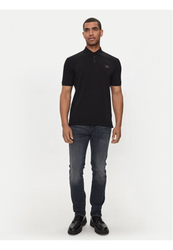 Hugo Polo Dereso_Gel 50528173 Czarny Regular Fit. Typ kołnierza: polo. Kolor: czarny. Materiał: bawełna