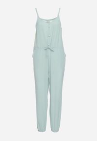 Born2be - Niebieski Bawełniany Kombinezon na Regulowanych Ramiączkach ze Ściągaczem w Talii Beamla. Okazja: na co dzień. Kolor: niebieski. Materiał: bawełna. Długość rękawa: na ramiączkach. Długość: długie. Styl: elegancki, casual, klasyczny #7