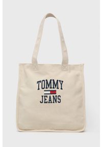 Tommy Jeans Torba kolor kremowy. Kolor: beżowy. Materiał: włókno, materiał