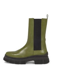 TOMMY HILFIGER - Tommy Hilfiger Sztyblety Essential Leather Chelsea Boot FW0FW07490 Zielony. Kolor: zielony. Materiał: skóra