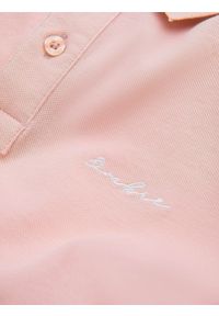 Ombre Clothing - Koszulka polo z dzianiny pique - jasnoróżowa V5 S1746 - XL. Typ kołnierza: polo. Kolor: różowy. Materiał: dzianina. Wzór: haft #8