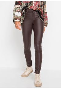 bonprix - Spodnie ze stretchem z mieszanki wiskozy. Kolor: brązowy. Materiał: wiskoza. Styl: elegancki #1