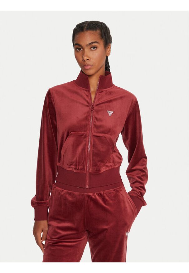 Guess Bluza V3BQ22 K0232 Bordowy Regular Fit. Kolor: czerwony. Materiał: syntetyk