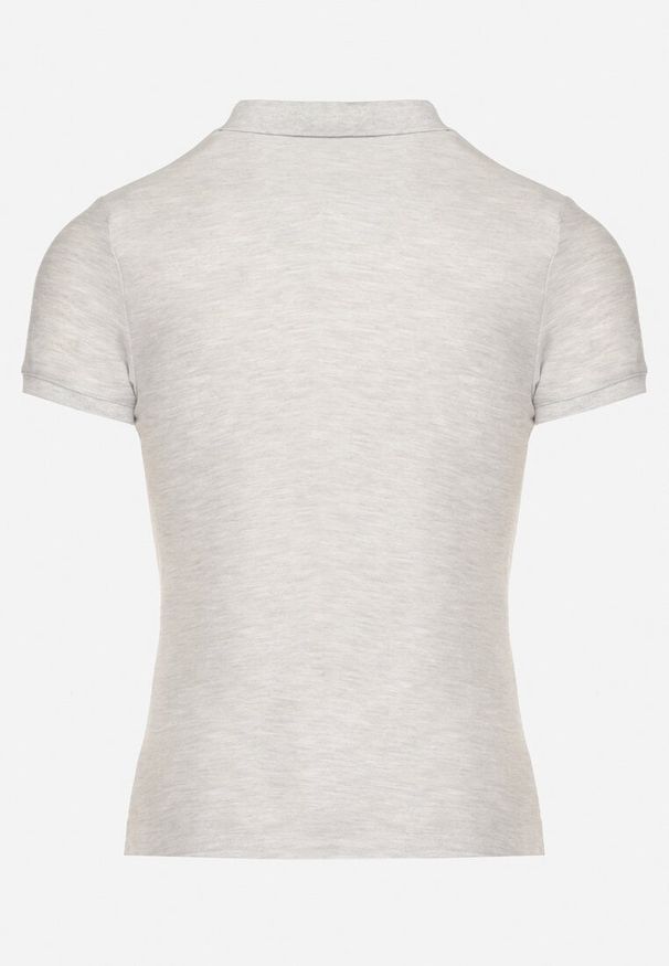 Born2be - Jasnoszary T-shirt Polo z Bawełną Fodelira. Okazja: na co dzień. Typ kołnierza: polo. Kolor: szary. Materiał: bawełna. Styl: casual, klasyczny, elegancki