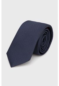 Hugo - HUGO krawat jedwabny kolor granatowy. Kolor: niebieski. Materiał: jedwab
