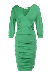 Born2be - Zielona Sukienka Hippeope. Typ kołnierza: dekolt w serek. Kolor: zielony. Materiał: dzianina, wiskoza. Długość: mini #6