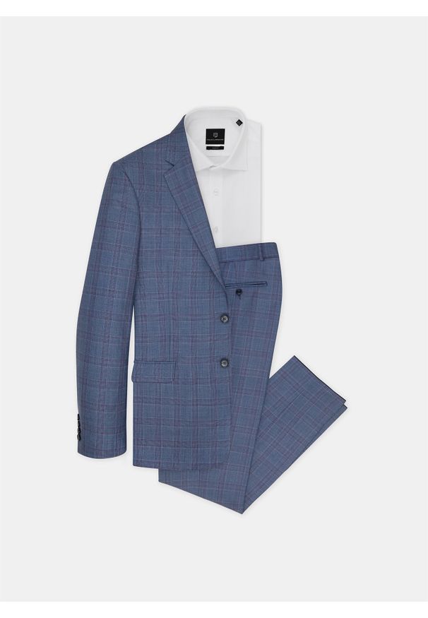 Pako Lorente - Marynarka garniturowa w kratkę P21SP-3G-054-N. Okazja: na co dzień. Materiał: poliester, wełna. Wzór: kratka. Styl: elegancki, casual