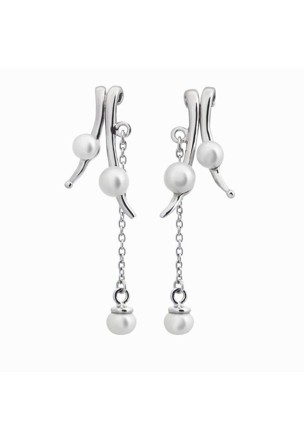 Braccatta - FANTAZYJNE Długie kolczyki z perłami. Materiał: srebrne, metalowe, złote, platynowe. Kamień szlachetny: perła