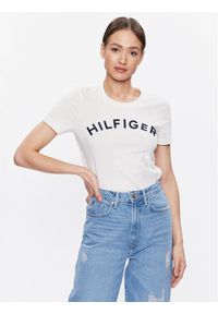 TOMMY HILFIGER - Tommy Hilfiger T-Shirt WW0WW37864 Écru Regular Fit. Materiał: bawełna