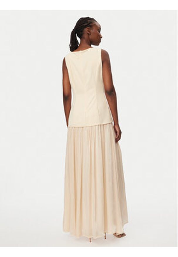 Rinascimento Sukienka wieczorowa CFC0020281002 Beżowy Slim Fit. Kolor: beżowy. Materiał: syntetyk. Styl: wizytowy