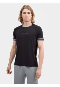 4f - Koszulka treningowa szybkoschnąca męska. Kolor: czarny. Materiał: dzianina, materiał