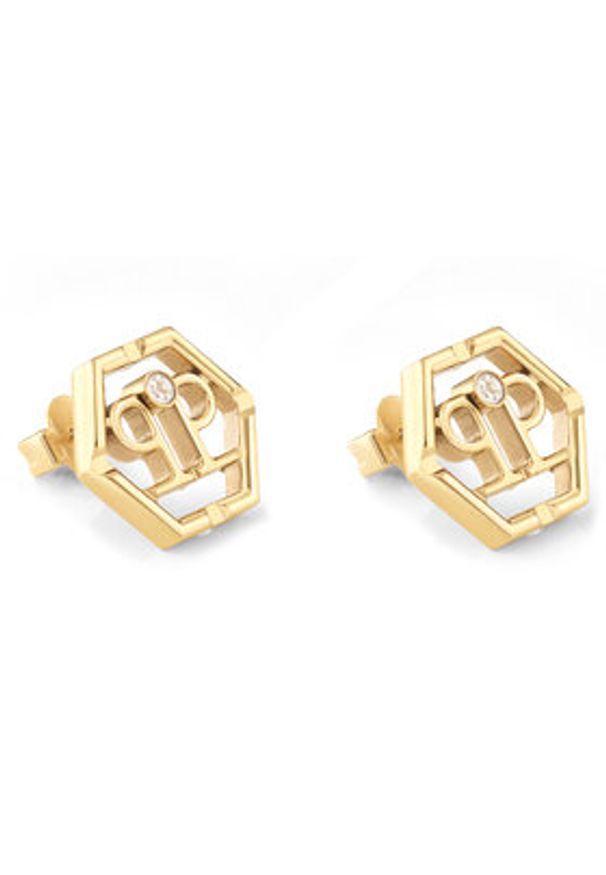 Philipp Plein - PHILIPP PLEIN Kolczyki Hexagon PJ2AA06EU Złoty. Materiał: metalowe. Kolor: złoty