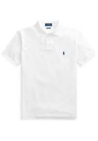 Ralph Lauren - RALPH LAUREN - Biała koszulka polo Custom Slim Fit. Typ kołnierza: polo. Kolor: biały. Materiał: bawełna. Wzór: haft #2