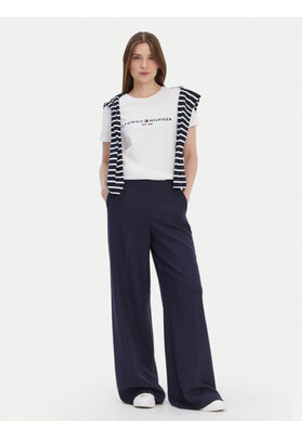 TOMMY HILFIGER - Tommy Hilfiger T-Shirt Heritage C-Nk WW0WW31999 Biały Regular Fit. Kolor: biały. Materiał: bawełna