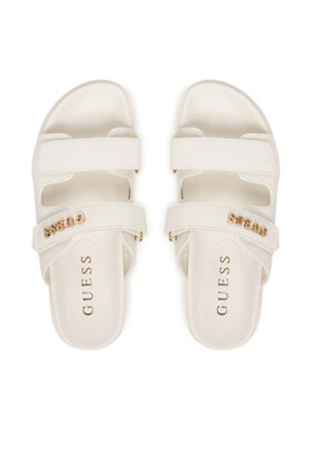 Guess Klapki FLJFAX ELE03 Écru. Materiał: skóra