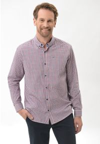 Volcano - Koszula w kratkę K-NAVE. Okazja: na spotkanie biznesowe. Kolekcja: plus size. Kolor: czerwony. Materiał: bawełna, materiał. Długość rękawa: długi rękaw. Długość: długie. Wzór: kratka. Styl: biznesowy, elegancki #1