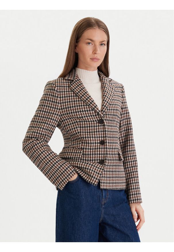 TOMMY HILFIGER - Tommy Hilfiger Marynarka Heritage WW0WW48266 Beżowy Regular Fit. Kolor: beżowy. Materiał: wełna