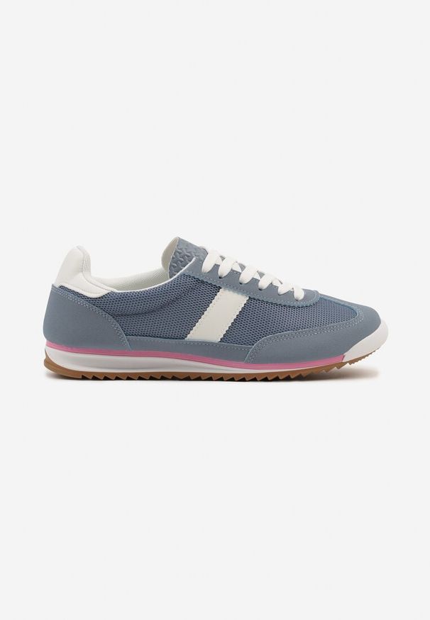 Renee - Niebieskie Sneakersy Ozdobione Paskiem Cleova. Okazja: na co dzień. Zapięcie: pasek. Kolor: niebieski. Materiał: jeans. Wzór: aplikacja