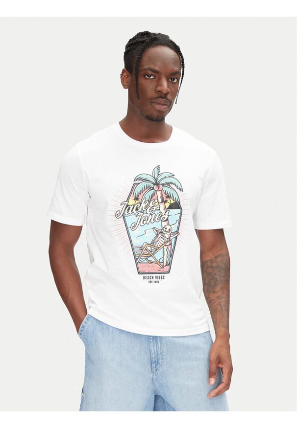 Jack & Jones - Jack&Jones T-Shirt Eljah 12268472 Biały Relaxed Fit. Kolor: biały. Materiał: bawełna