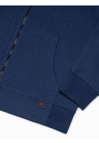 Ombre Clothing - Bluza męska rozpinana hoodie z nadrukami - granatowa V3 B1423 - L. Kolor: niebieski. Materiał: bawełna, poliester, elastan. Wzór: nadruk #3