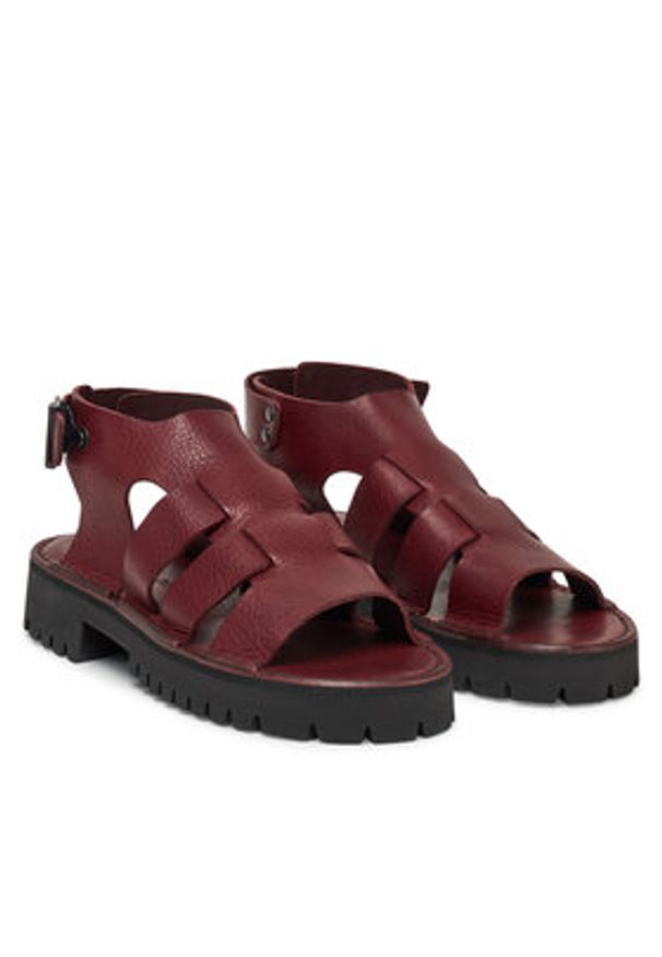 Fracap Sandały D031 Bordowy. Kolor: czerwony. Materiał: skóra