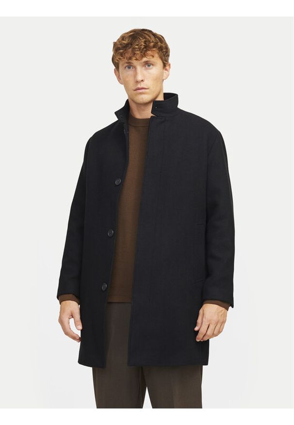 Jack & Jones Płaszcz wełniany Wilson 12259449 Czarny Regular Fit. Kolor: czarny. Materiał: syntetyk