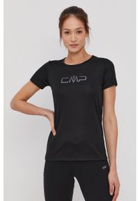CMP T-shirt kolor czarny. Okazja: na co dzień. Kolor: czarny. Materiał: dzianina. Wzór: nadruk. Styl: casual