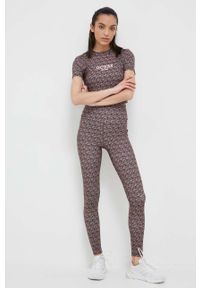 Guess legginsy damskie kolor brązowy wzorzyste. Stan: podwyższony. Kolor: brązowy. Materiał: dzianina #3