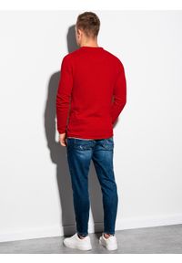 Ombre Clothing - Sweter męski E121 - czerwony - XXL. Okazja: na co dzień. Kolor: czerwony. Materiał: bawełna. Styl: casual, klasyczny, elegancki #3