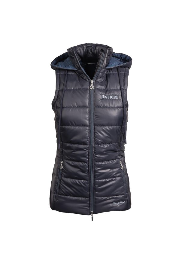 HARRYS HORSE - Damska kurtka bez rękawów Harry's Horse Just Ride Retro. Kolor: niebieski. Materiał: puch. Długość rękawa: bez rękawów. Styl: retro