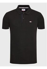 Tommy Jeans Polo DM0DM15370 Czarny Slim Fit. Typ kołnierza: polo. Kolor: czarny. Materiał: bawełna