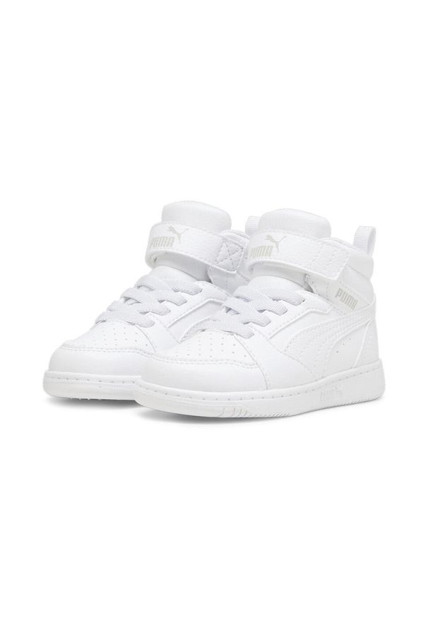 Puma - Buty do chodzenia dla dzieci PUMA Rebound V6 Mid. Kolor: szary, biały, wielokolorowy. Sport: turystyka piesza