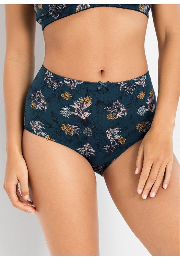 bonprix - Figi z wysoką talią z bawełny organicznej (4 pary). Kolor: niebieski. Materiał: bawełna