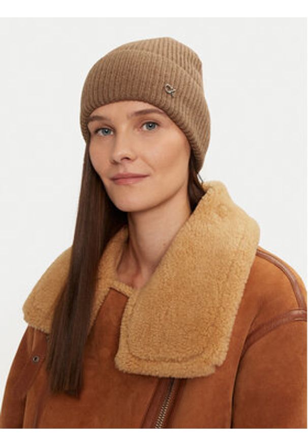 Calvin Klein Czapka Chunky K60K612873 Beżowy. Kolor: beżowy. Materiał: wełna